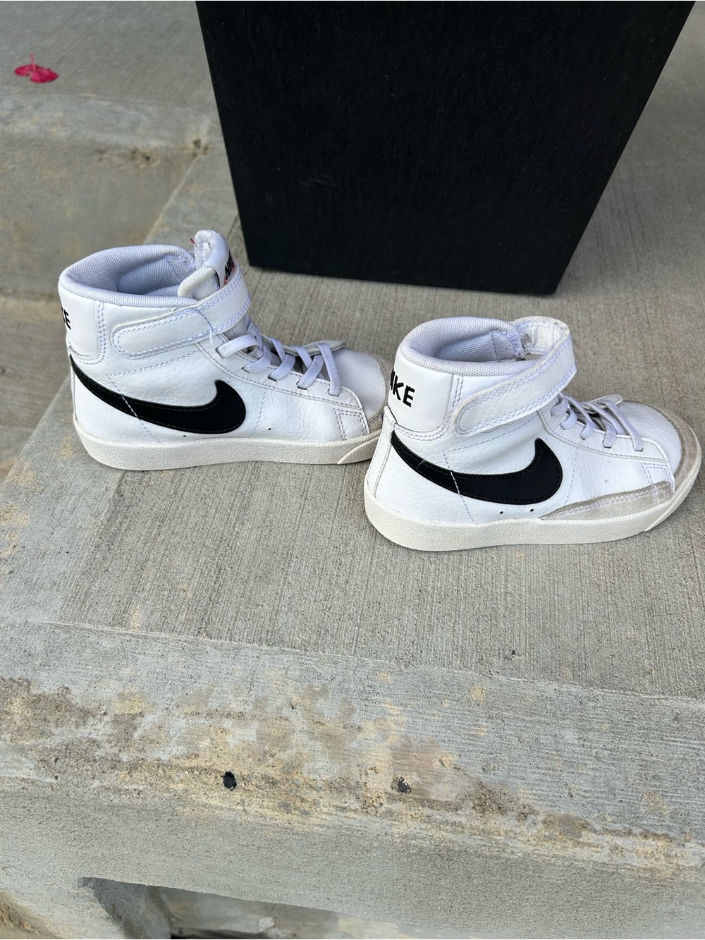 Nike Kids White High-Top Sneakers with Black Swoosh